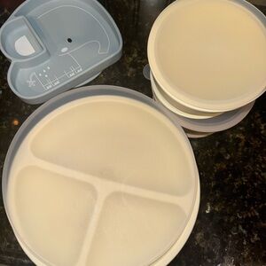 SOLD. Toddler plates and bowls with lids